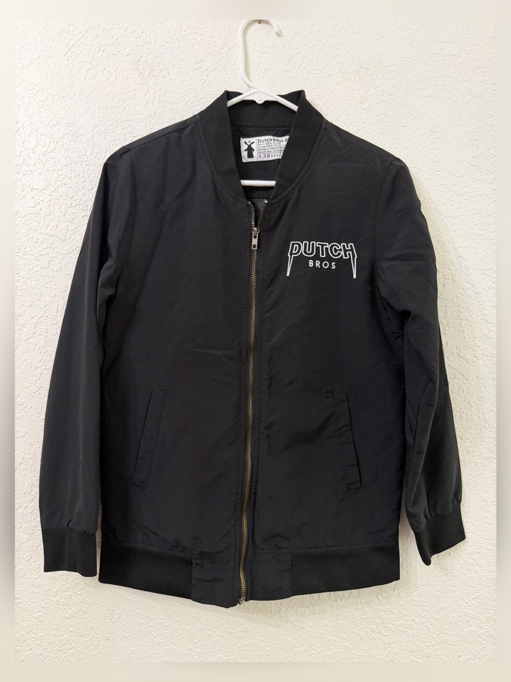Dutch Bros Black Full Zip Bomber Jacket Size XS